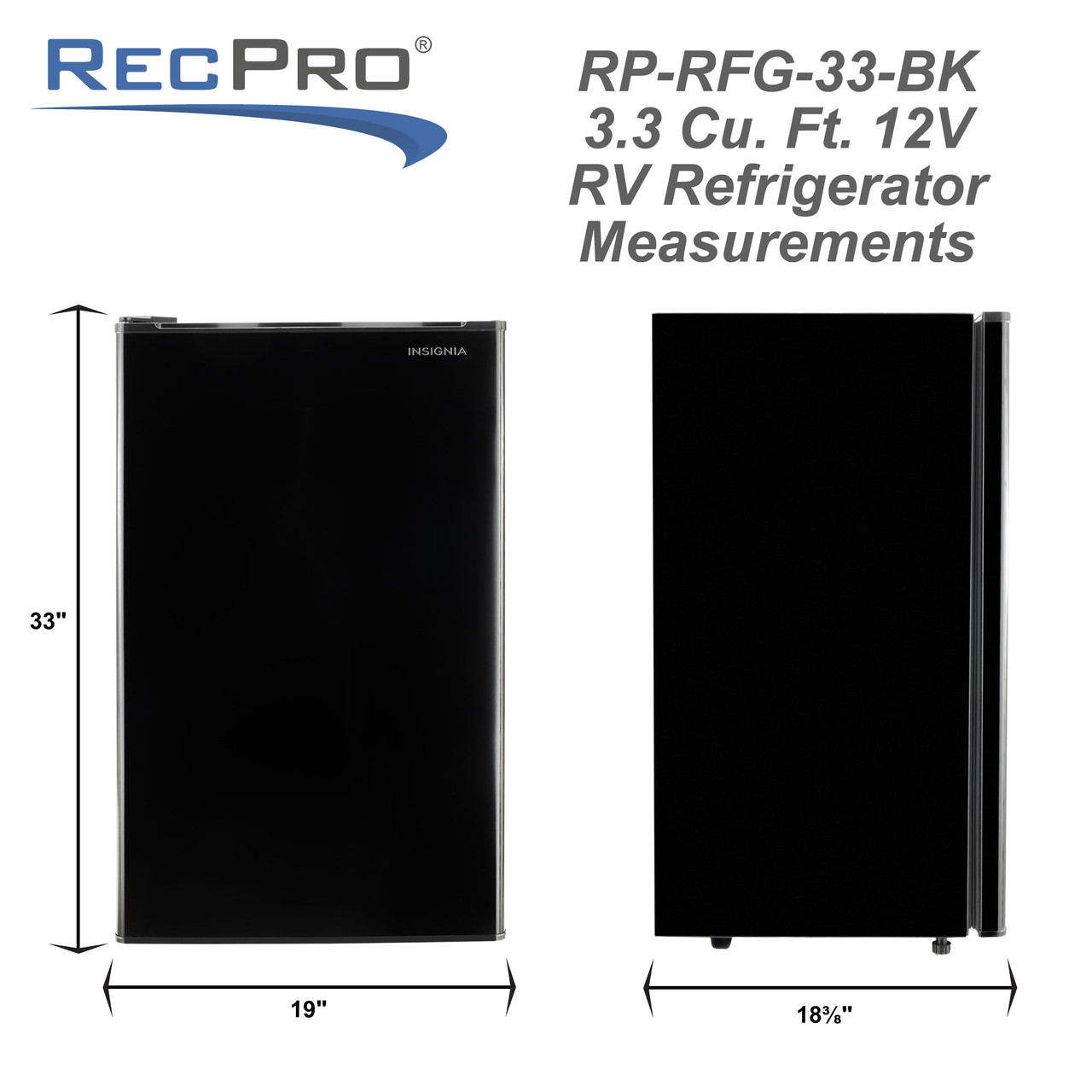 RecPro RV Refrigerator Stainless Steel | 4.3 Cubic Feet | 12V | 2 Door Fridge