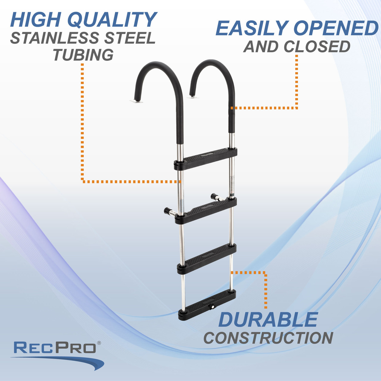 SSL-B4B Stainless Steel Four Step Pontoon Boat Boarding Ladder