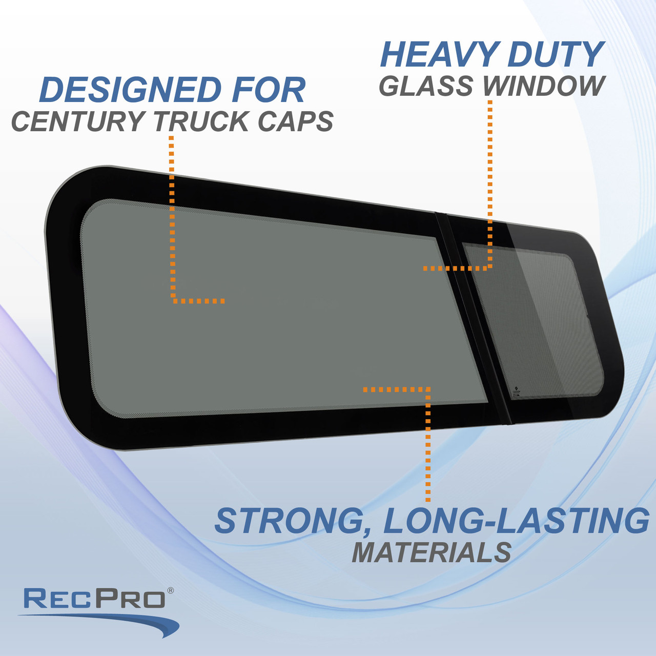 OEM Replacement Frame Flipper Side Windows for Century Truck Caps