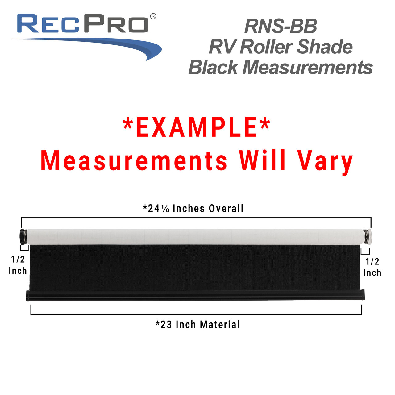 RV Roller Shades with Woven Fabric - Black - RecPro