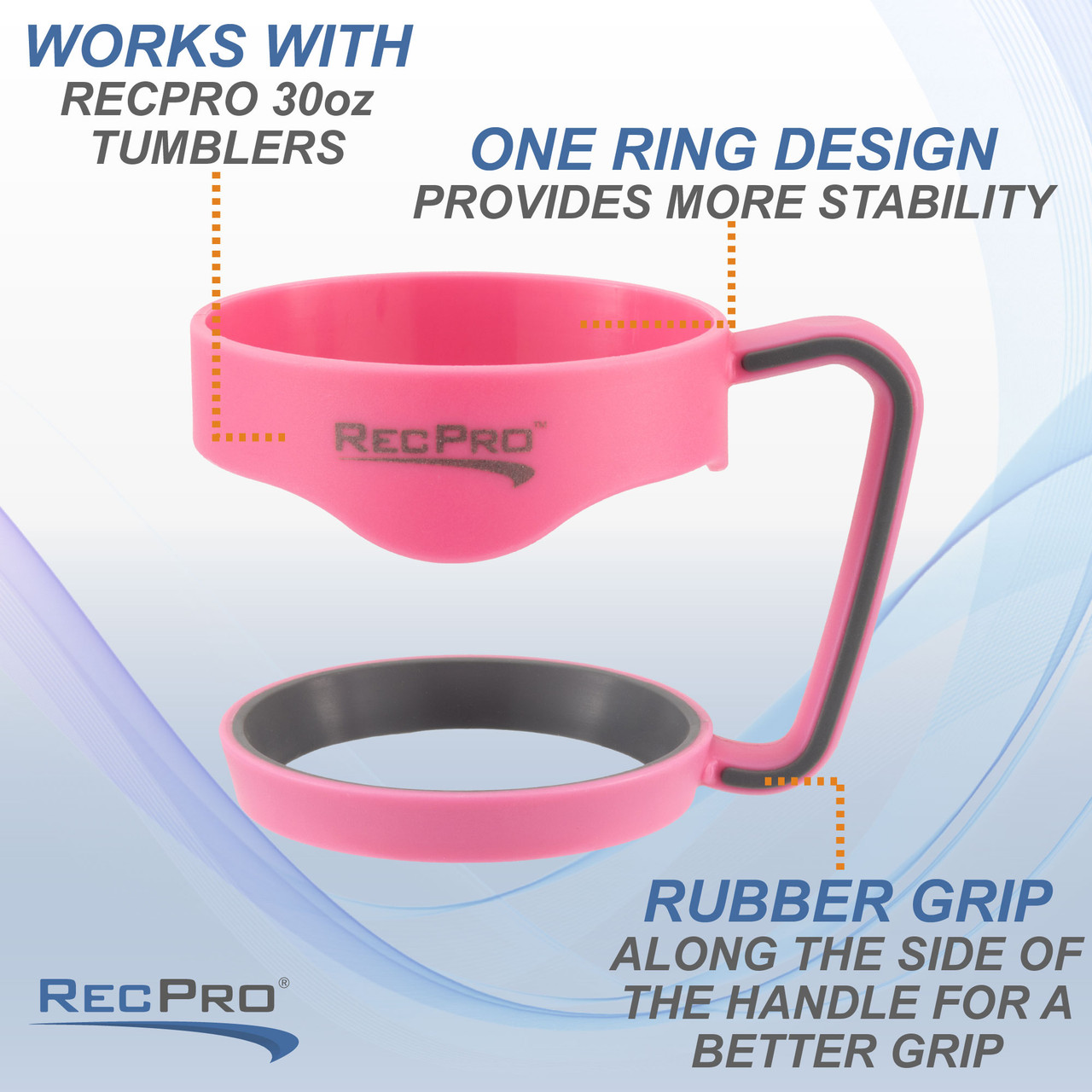 RecPro 30oz Handle for Stainless Steel Tumbler Pink