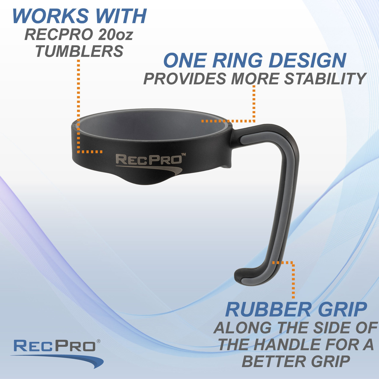 RecPro 20oz Handle for Stainless Steel Tumbler Black - RecPro