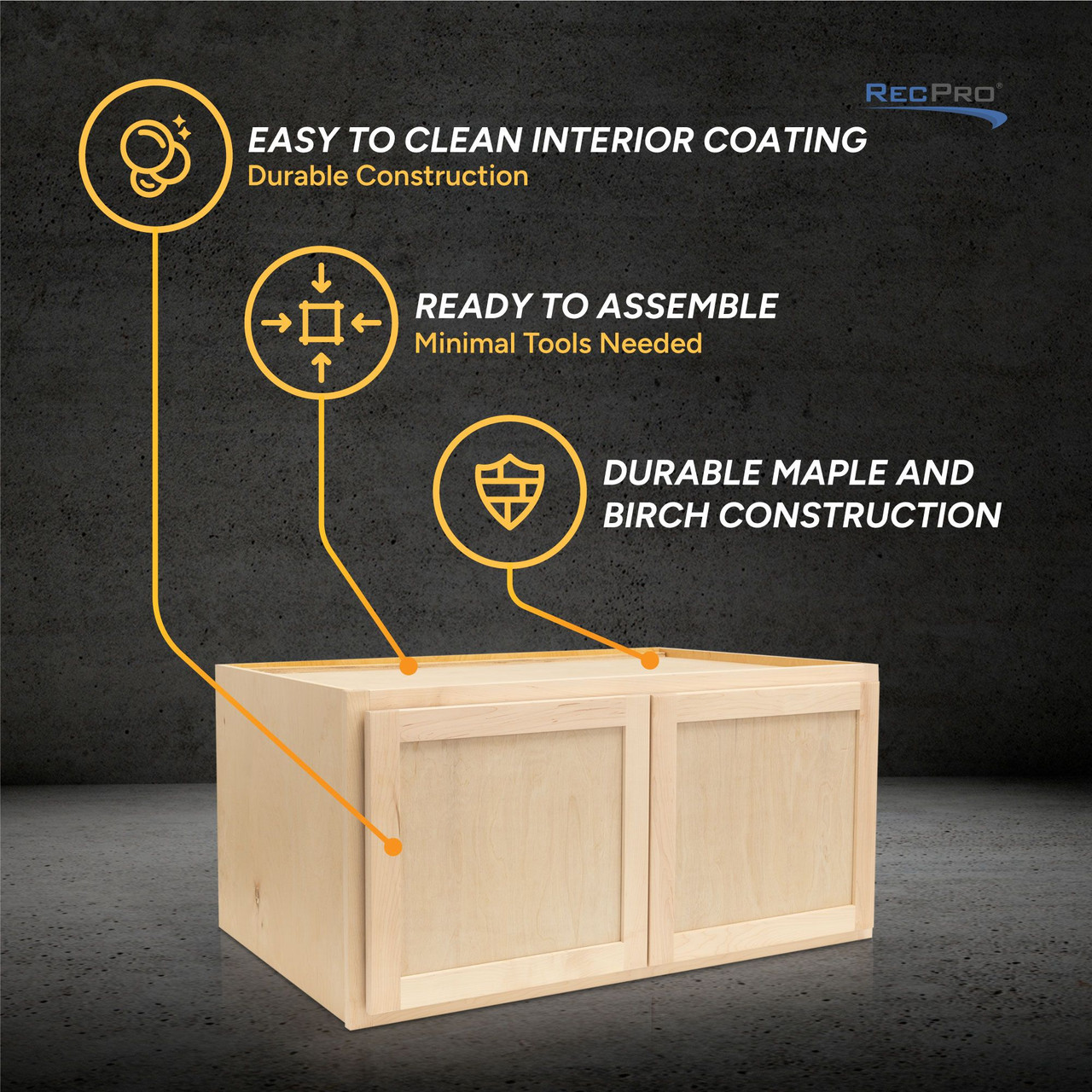 RV Cabinets Maple Wood Shaker | Refrigerator Wall Cabinet 36