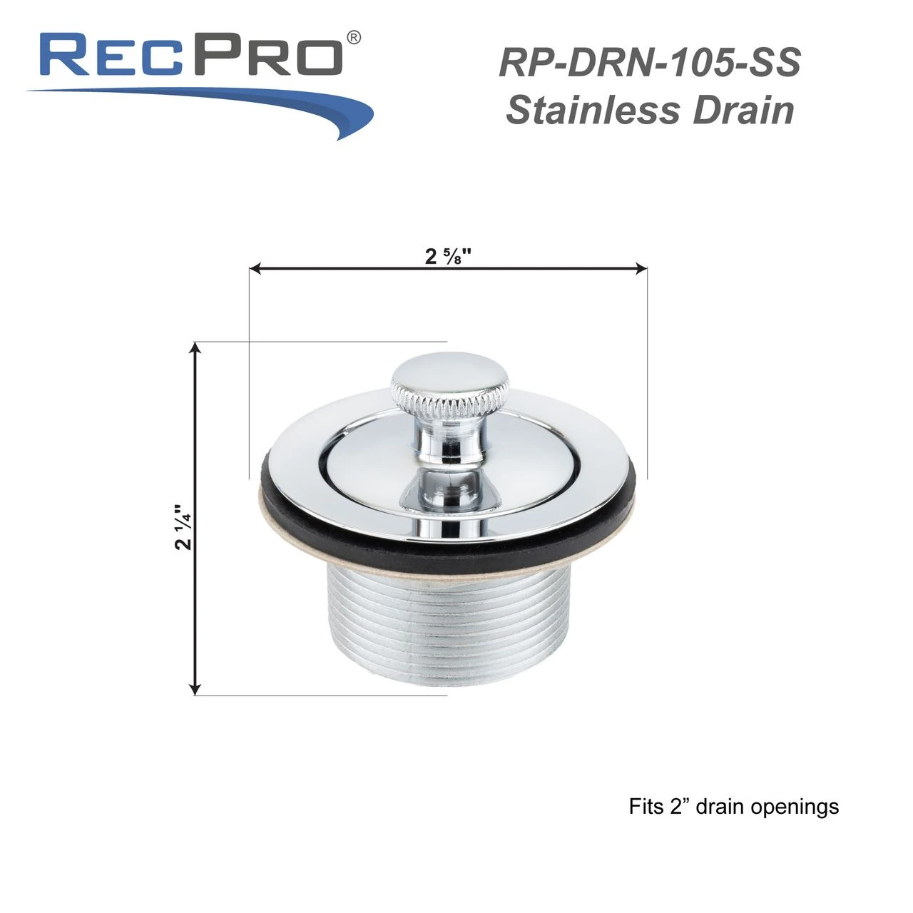Stainless Rv Recptical RV Drain with Stopper for 2