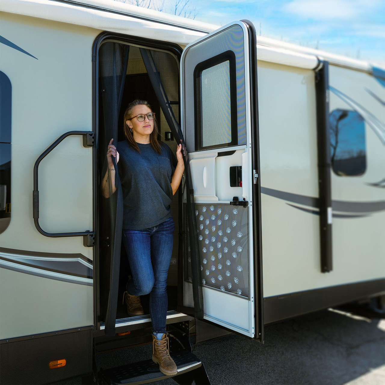 Custom Magnetic RV Entry Door Bug Screen - RecPro