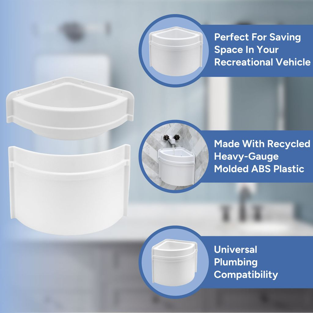 RV Corner Sink and Skirt Combo for Shower Surround - RecPro