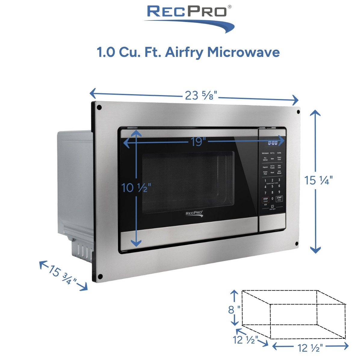 RV Microwave Air Fryer 1.0 cu. ft. Stainless Steel - RecPro