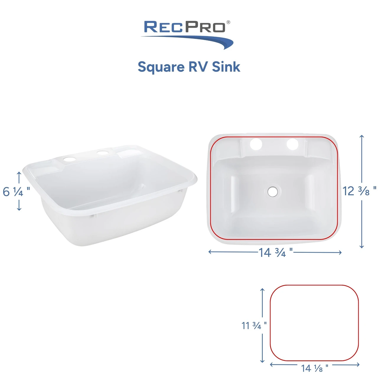 White Rectangle RV Bathroom Sink w/ Brushed Nickel Faucet Combo