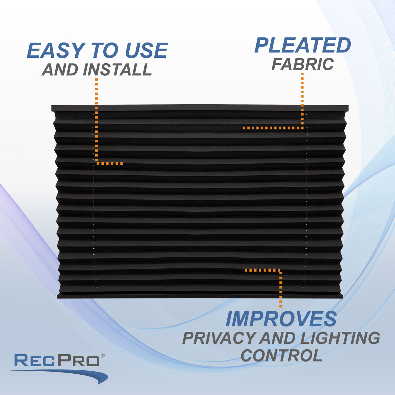 RV Pleated Shades Black - RecPro