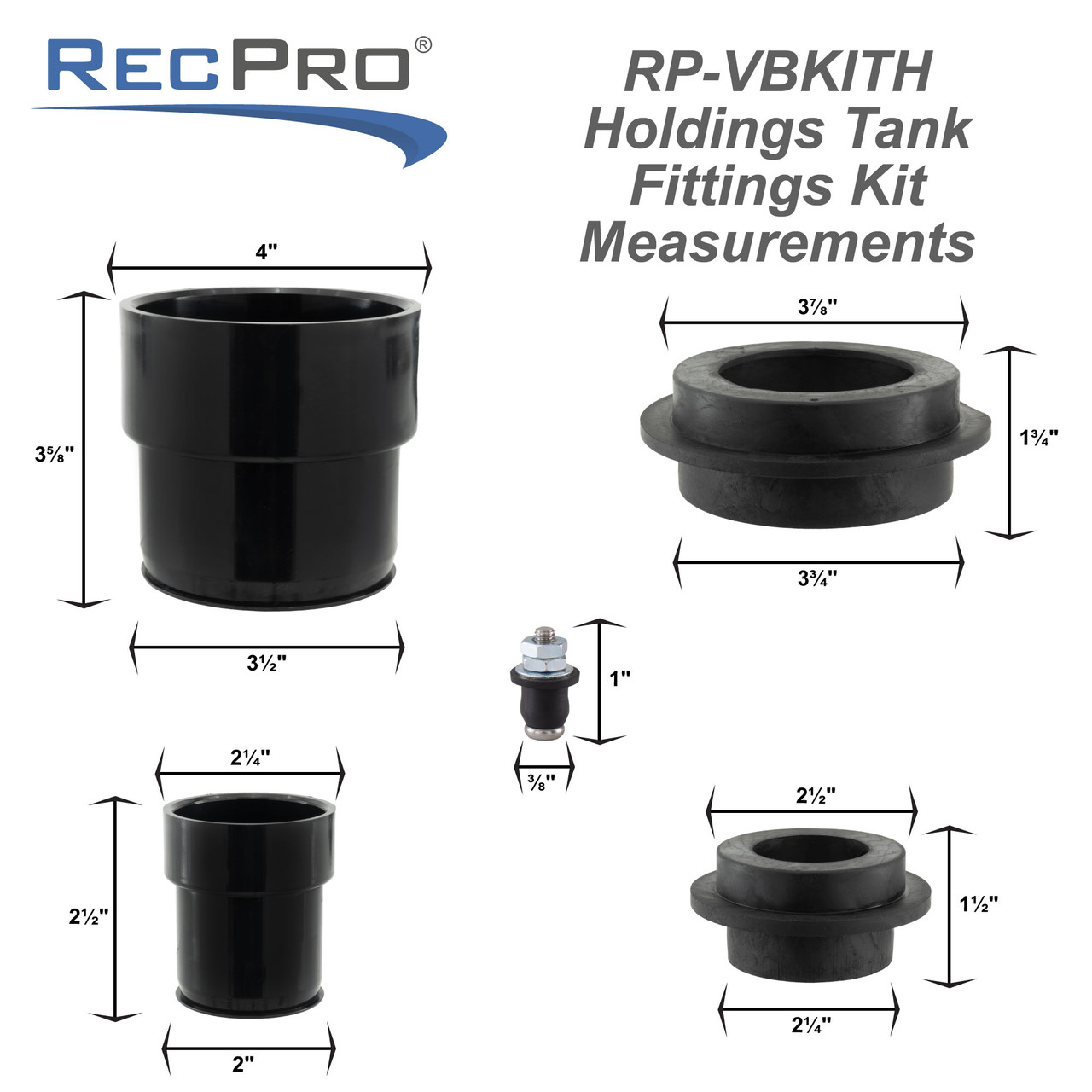 Universal RV Holding Tank Installation Fittings Kit - RecPro