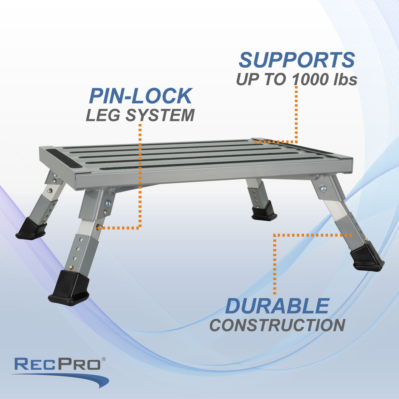 RecPro Aluminum RV Step with Adjustable Height - RecPro