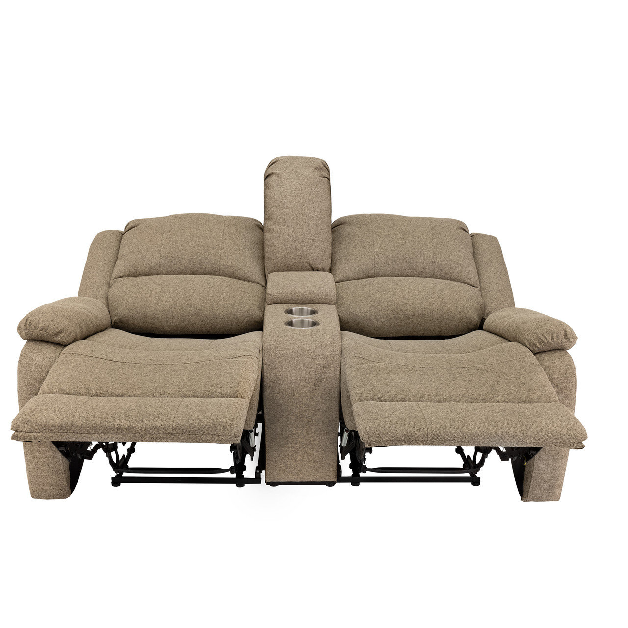 RecPro Charles 67" Double RV Wall Hugger Recliner Sofa with Console in