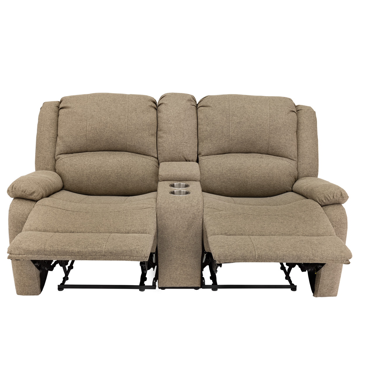 RecPro Charles 67" Double RV Wall Hugger Recliner Sofa with Console in