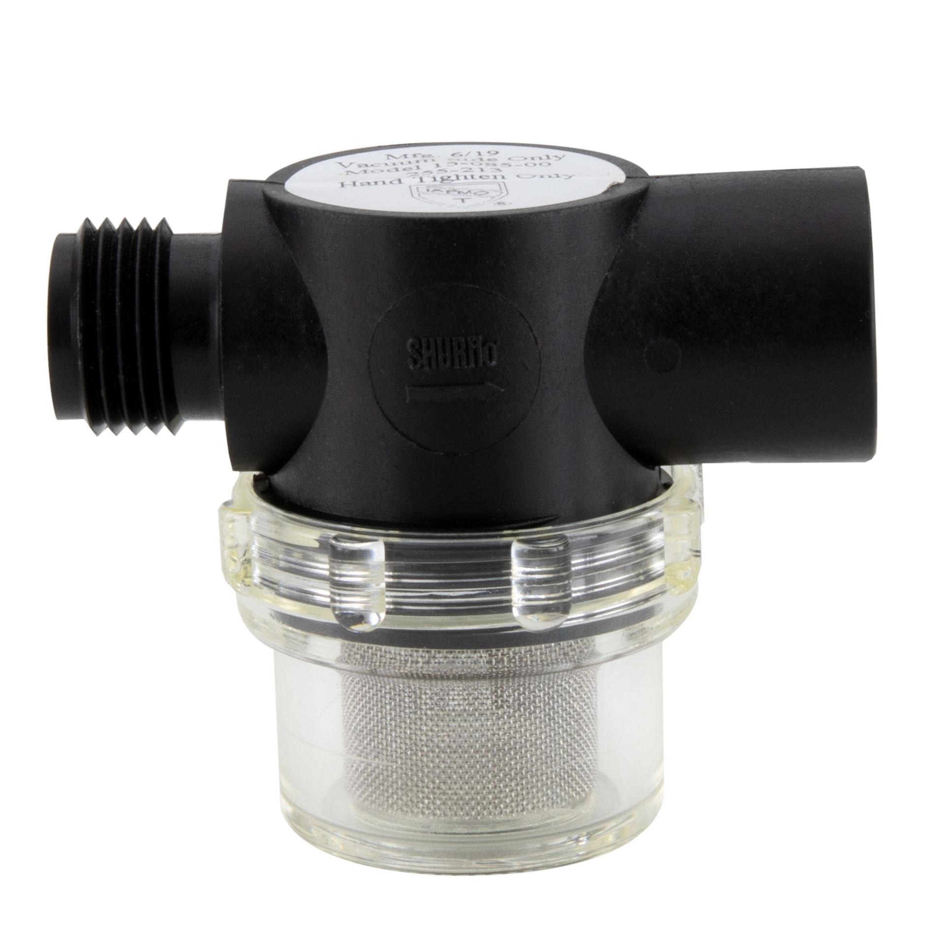 Shurflo 255-323 Twist-on Water Strainer - 0.5 in. Barb Inlet - Clear Bowl