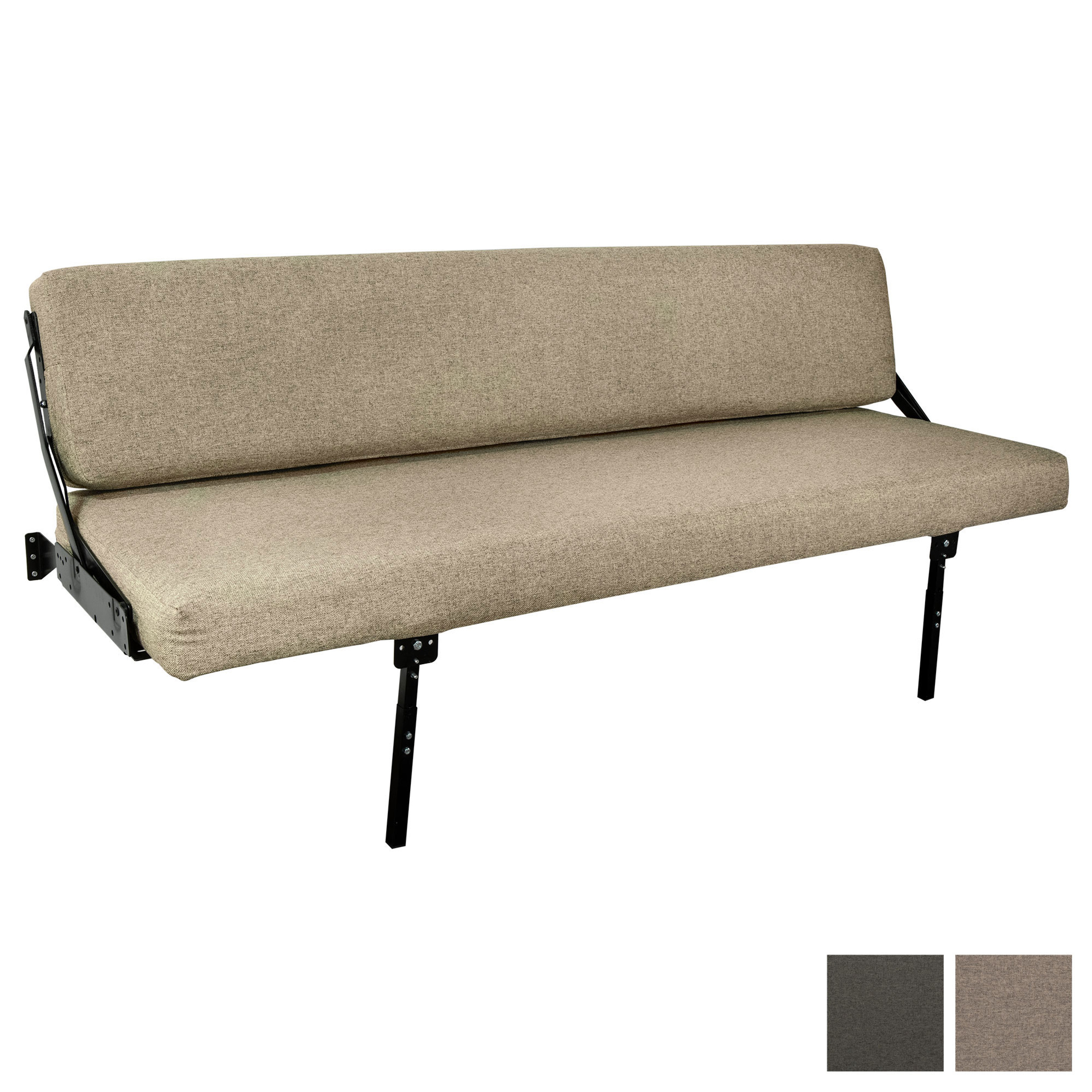 RecPro 60" RV Wall Mount Rollover Sofa with Adjustable Legs in Cloth