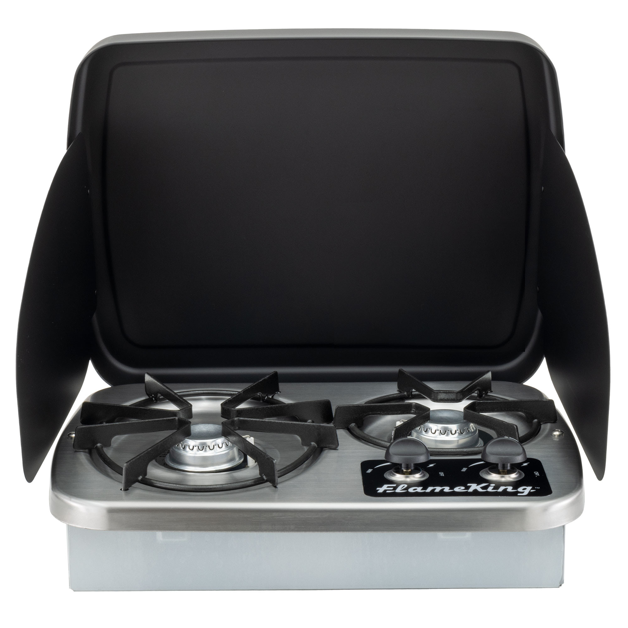 RV Two Burner Gas Cooktop with Hood and Wind Guard - RecPro
