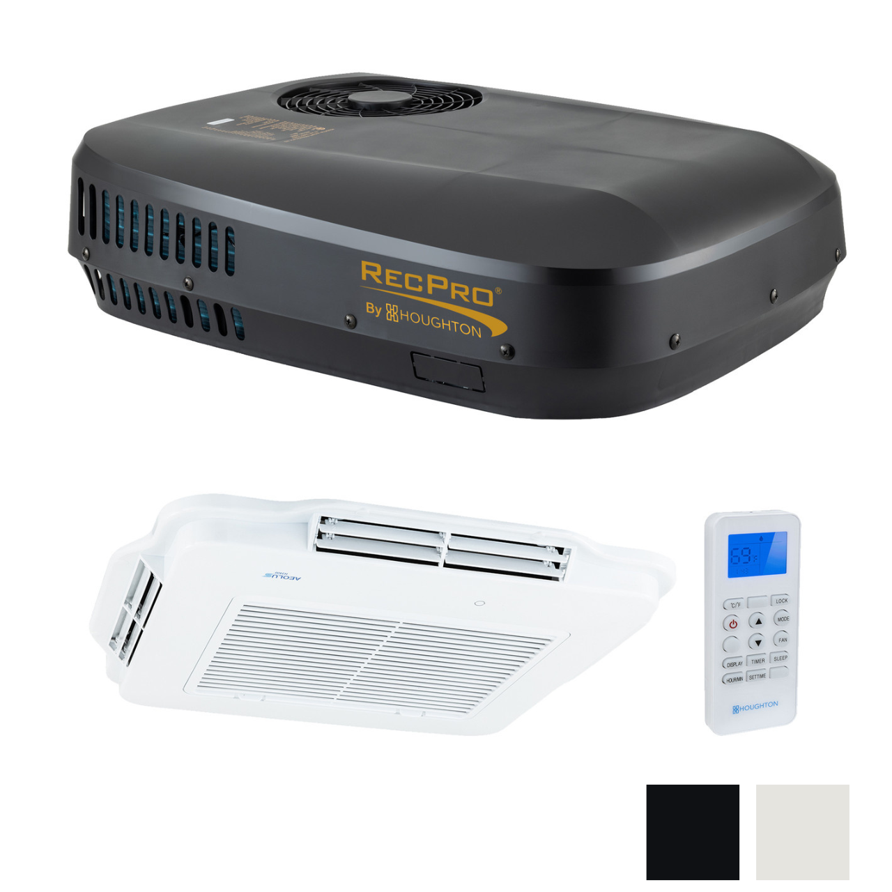48V Air Conditioner for RV - 9.5K Low Profile AC Unit with Heat Pump ...