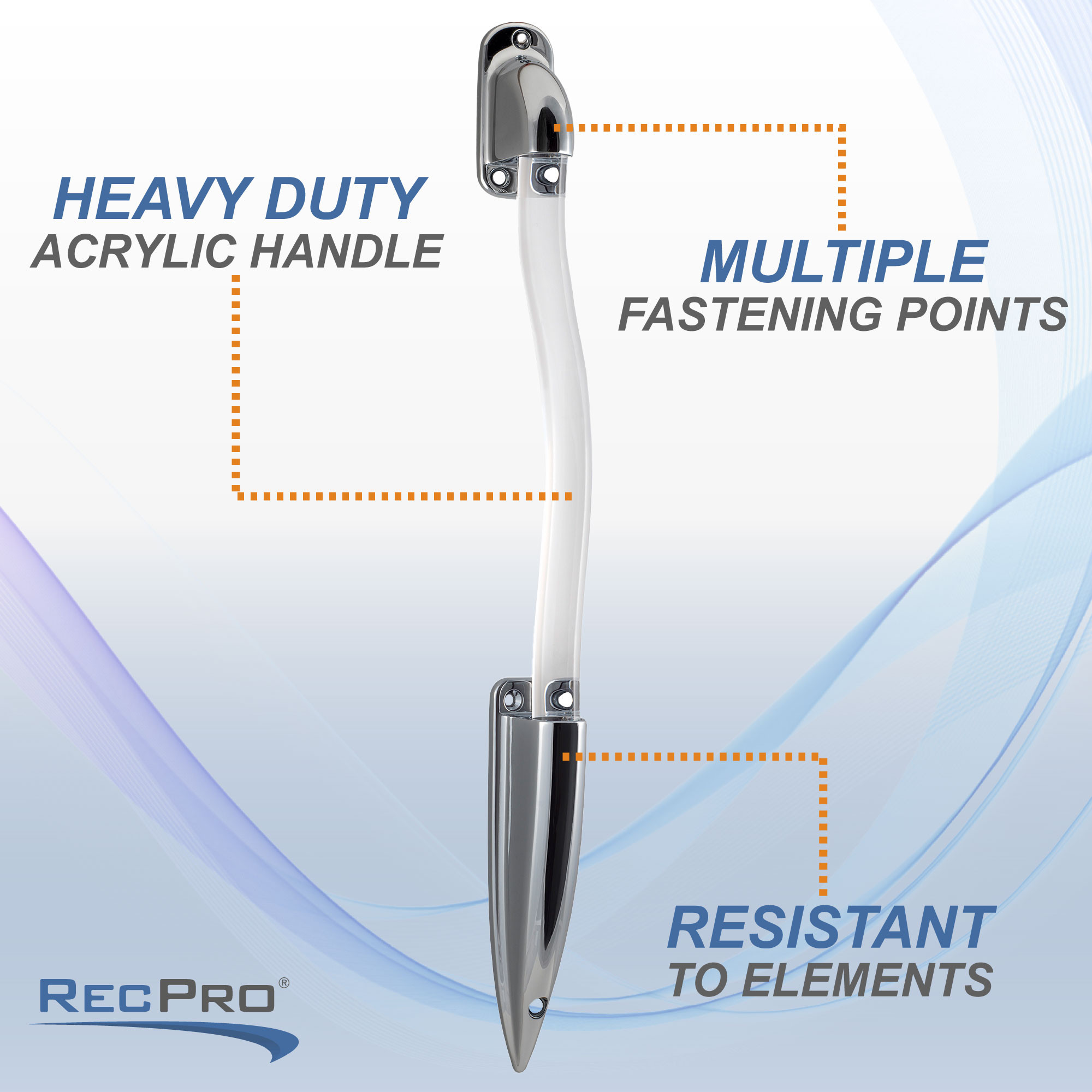 RV Entry Door Assist Handle Optional LED Color "S" Style Bar RecPro