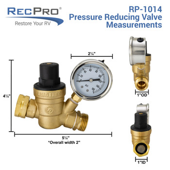 RV Brass Water Pressure Regulator with 90 Degree Fitting