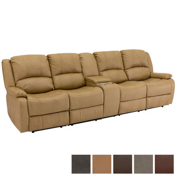 RecPro Charles 114" Quad Wall Hugger RV Recliner Sofa with Center Console