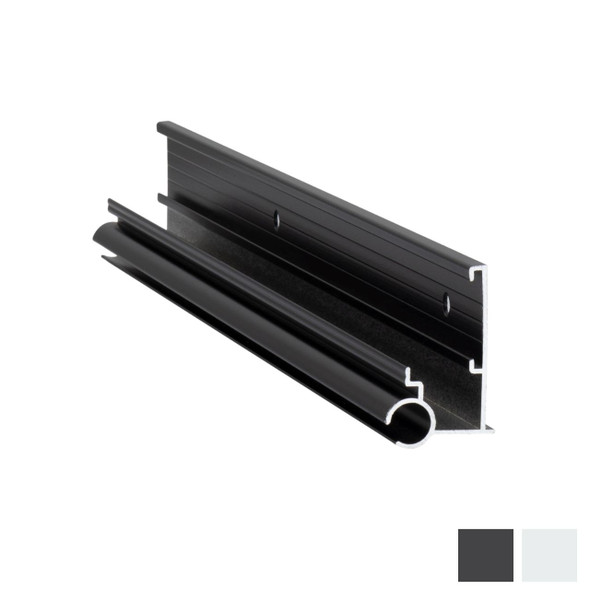 Black RV gutter awning trim.