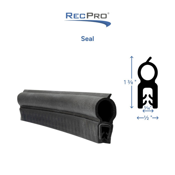 RV Compartment Door Seal 1-1/4" Vertical Bulb 1/8" Flange Clip-On 