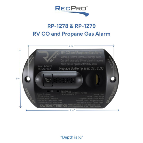 RV LP Propane Gas Detector with CO Carbon Monoxide Alarm