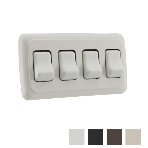 White RV 4 gang SPST switch.