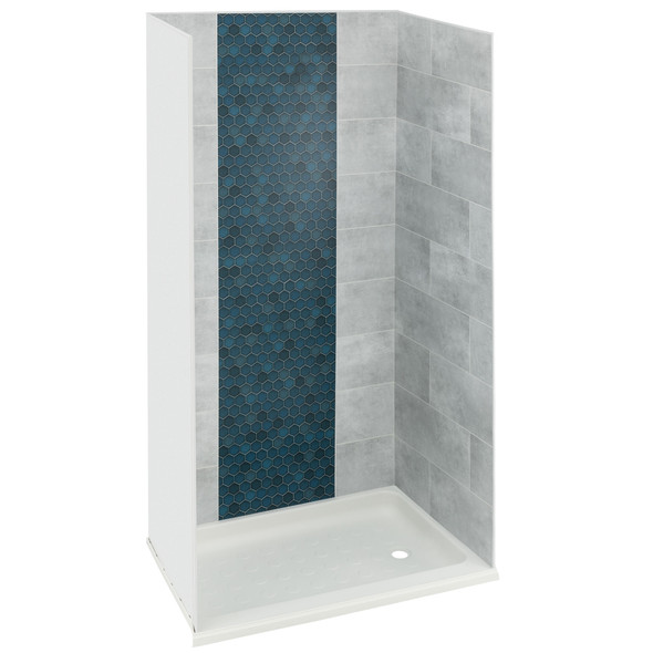 RV Shower Surround 36" x 24" - Teal Waterfall Accent