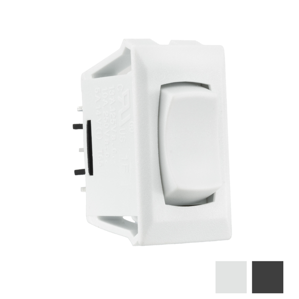 White RV momentary switch.
