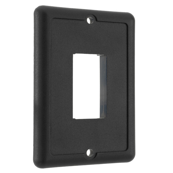 Black RV switch mounting plate cover.