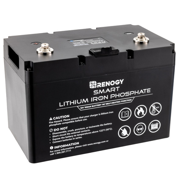 Renogy 12V 100Ah Smart Lithium Iron Phosphate Battery with Self Heating