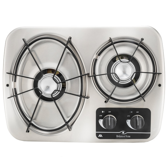 Dometic Atwood DV20-S RV Two Burner Gas Cooktop Drop In Stainless Steel