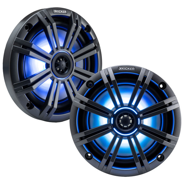Water Resistant 6.5" Coaxial Marine Speakers 4Ω w/ RGB LED and Interchangeable Grilles