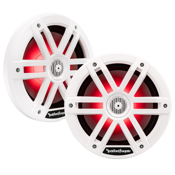 Rockford Fosgate M1-8 8" Marine Speakers 2-Way Waterproof Speakers with RGB LED Lighting - White Grilles
