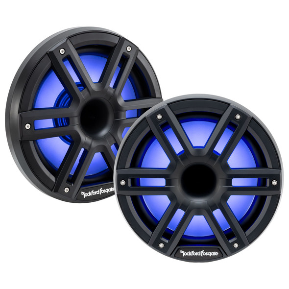Rockford Fosgate M2-8HB 8" Marine Horn Speakers with RGB LEDs High-Output 2-Way Audio for Boats - Black Grilles 
