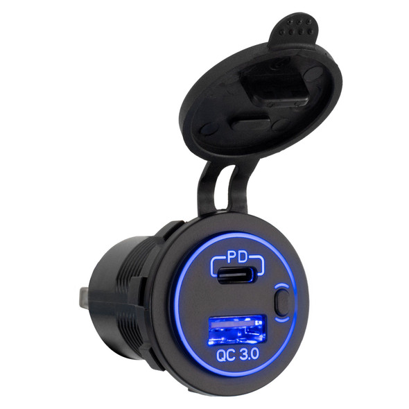 RV Dual USB-A and USB-C Quick Charge Port 