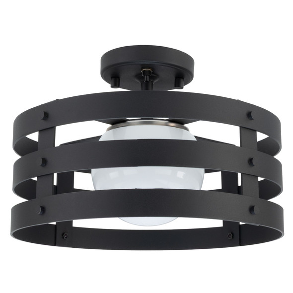 RV 12V Ceiling Flush Mount Light with Black Hoop Matte Black Finish