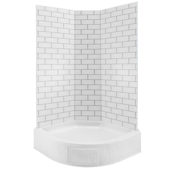 RV Corner Shower Surround 32" - Subway Tile