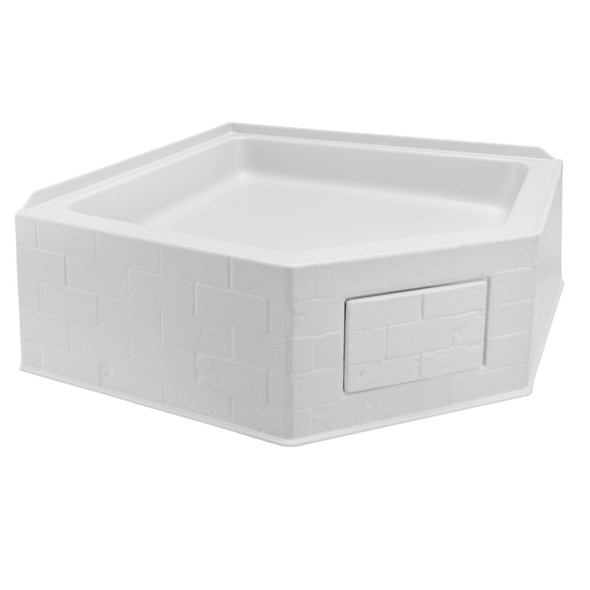 RV Shower Pan 27" x 27" x 10" Corner Drain in White