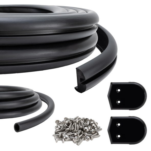 Boat Rub Rail Replacement Kit Flexible Vinyl 50' - 70' Black 1 7/8" x 1 1/8"