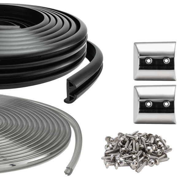 Boat Rub Rail Replacement Kit 60' - 80' Supro-Flex Semi-Rigid Vinyl 2" x 29/32"