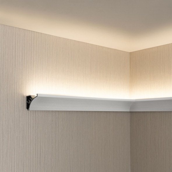 RV Crown Molding 86" White Cap and Base Snap Together W/ LED Duct