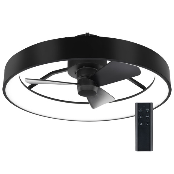RV Ceiling Fandelier with 12V LED Lighting Matte Black
