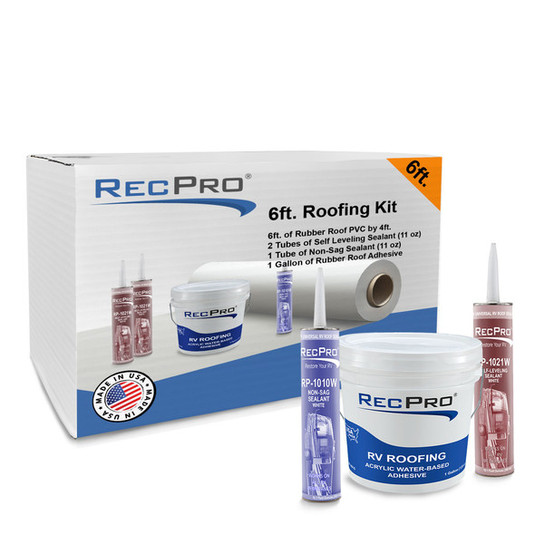 4' Wide PVC RV Rubber Roof Kit in White for Slideout