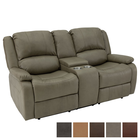 RecPro Charles 70" Double RV Wall Hugger Recliner Sofa with Console