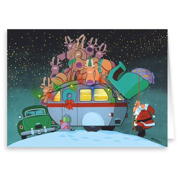 Christmas Cards - Camper and Santa - 18 Cards & Envelopes