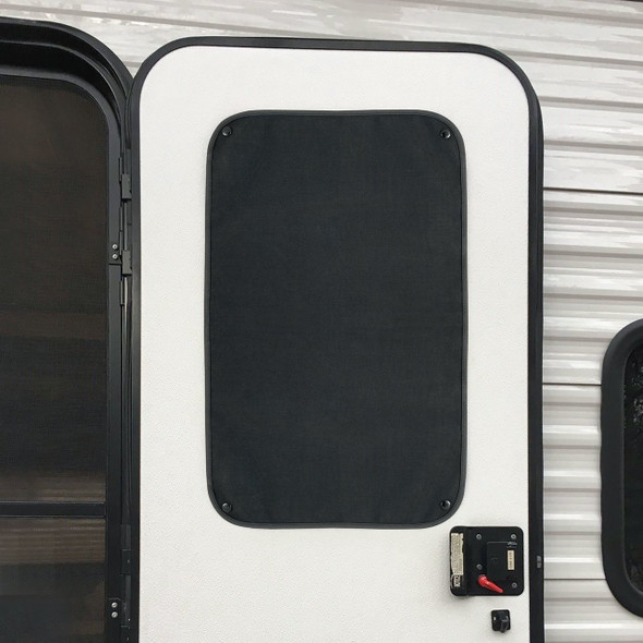 RV Window Shade for Entry Door w/ Snaps - Black