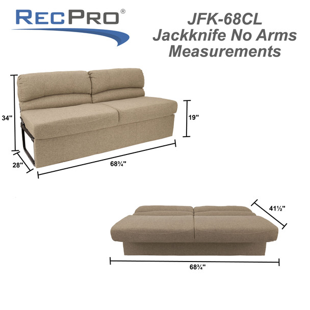 68" RV Jackknife Sleeper Sofa with Optional Legs Cloth