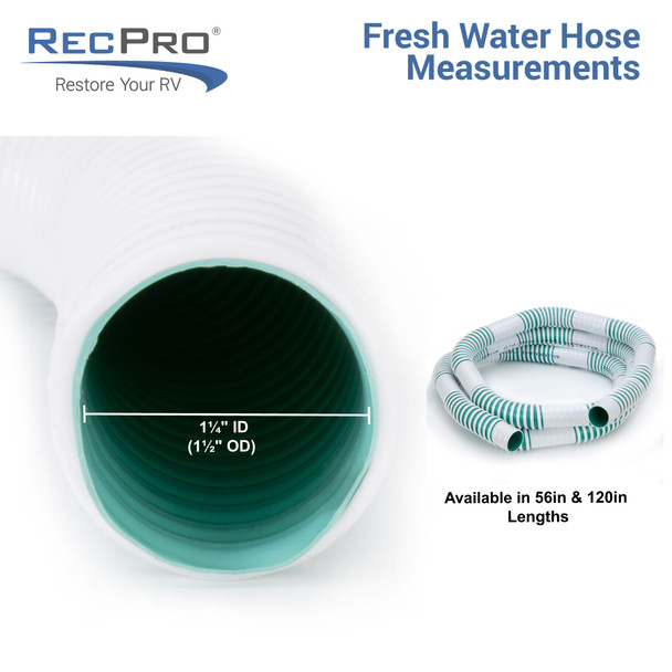 RV Fresh Water Fill Hose 1 1/4" Smooth Sections 10' RecPro